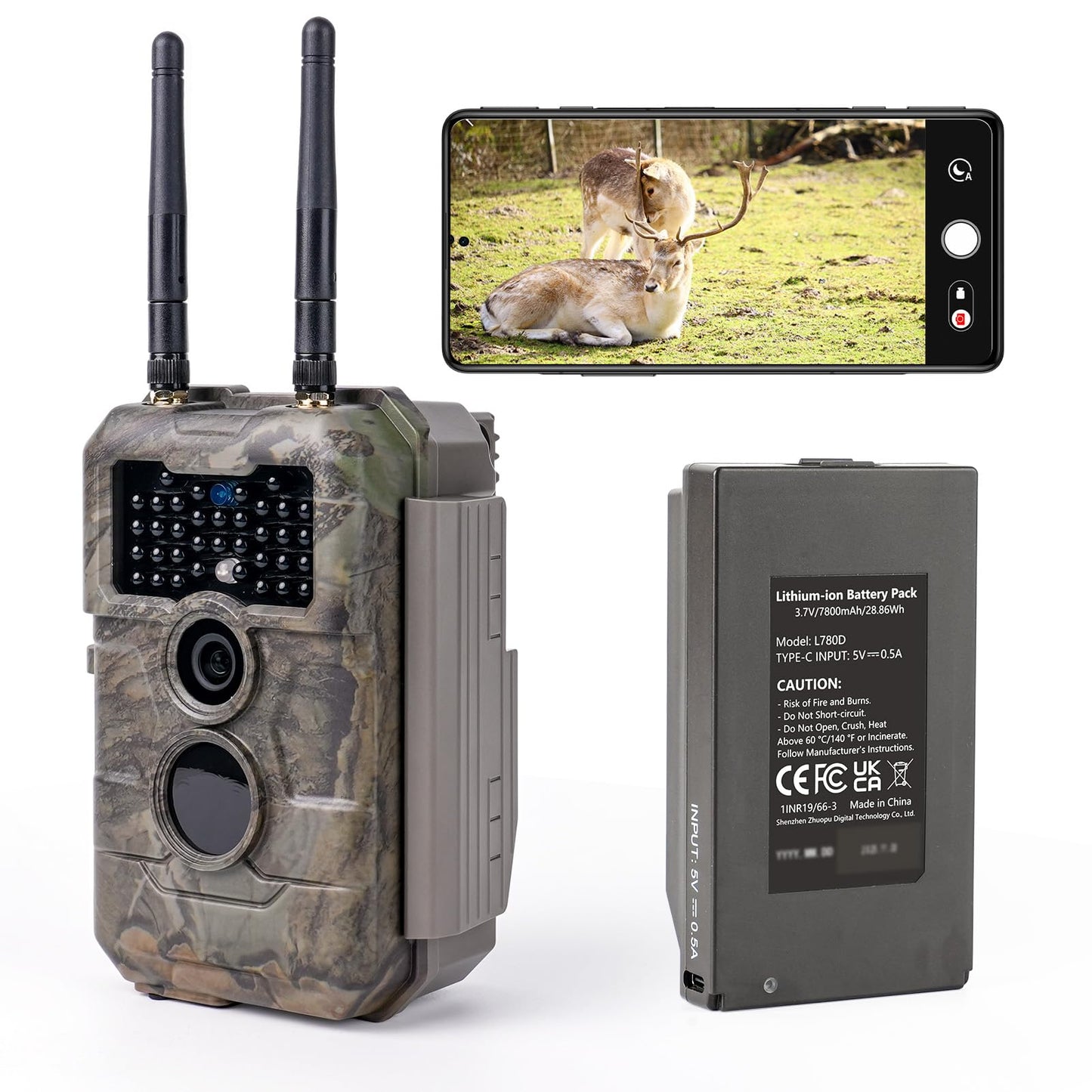 GardePro E6 2.0 Pro WiFi Trail Camera (Non-Cellular), Dual Antennas, Stable Connection, 4K Video, Rechargeable Battery, On-Site App Viewing, Wide Field of View, No-Glow Night Vision, Motion Activated