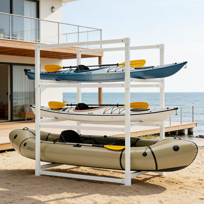 NULTRUMA Kayak Storage Rack, Heavy Duty Adjustable Weatherproof PVC Stand, Suitable for Indoor, Outdoor, and Dock, Capable of Supporting Kayaks, Paddleboards, Surfboards, and Canoes