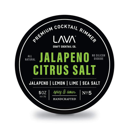 LAVA Premium Jalapeno Citrus Margarita Salt Cocktail Rimmer, All Natural Spicy Margarita Rimmer Salt, Sea Salt Rocks, Real Lime, No Silicon Dioxide, with Easy Screw-On Lid - 6oz