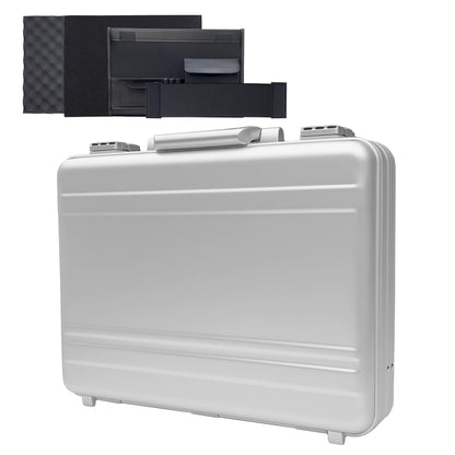 ALUNEX Aluminum Storage Case with Customizable Foam, 3-in-1 Modular Interior, Professional Briefcase with TSA Locks for Men & Women, Organizer & Divider for Documents, Electronics & Tools