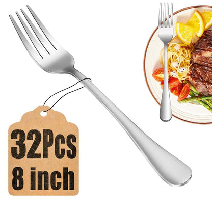 32 Piece Dinner Forks Set, Food-Grade Stainless Steel Silverware Forks, Cutlery Fork, Metal Fork for Home, Kitchen or Restaurant, Mirror Polished, Dishwasher Safe - 8 Inch