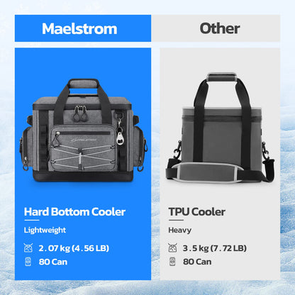 Maelstrom 80 Can Soft Sided Cooler Bag, Insulated Hard-Bottom, Leakproof, Portable, Gray