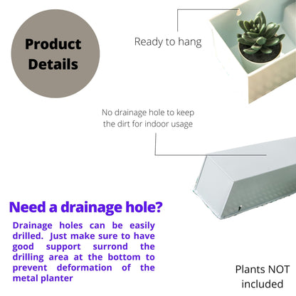 LaLaGreen Wall Planter (3 Pack, 14 Inch) Large Wall Mount Planters for Succulent White, Rectangular Metal Hanging Flower Pot, Long Window Boxes Fence Railings Rustic Floating Shelve Indoor Outdoor