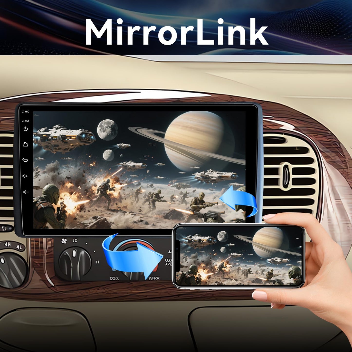 Android 14 Car Stereo Radio Compatible with Ford F150 1997-2003 Expedition 1997-2002 Wireless CarPlay & Android Auto AHD Backup Camera Upgrade 9" Touch Screen GPS WiFi FM Bluetooth 2+64G (Inches, 9)