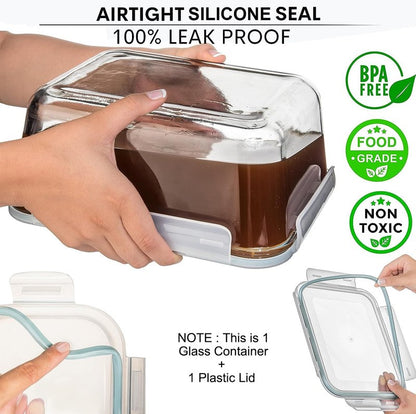 Razab 3300 ml / 112 oz Large Glass Food Storage Containers with Lids, Airtight, Leakproof, BPA Free - Ideal for Meal Prep, Store Leftover & Lunch, Baking Casserole - Freezer, Microwave & Oven Safe