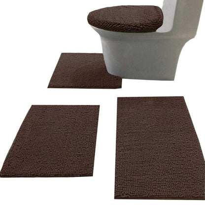 Madeals 4-Piece Bath Rug Set, Brown, 20" x 32", Modern, Non-Slip, Absorbent, Machine Washable, Bath Mat
