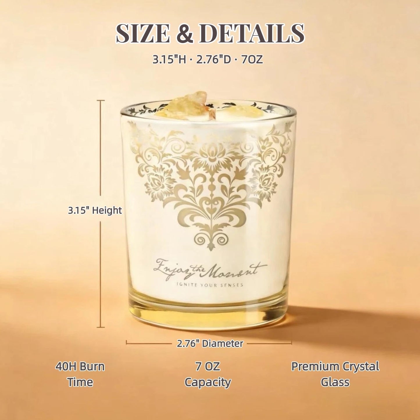 RU HANDMADE Luxury Soy Candle Gift Set for Women – 3 Pack 7oz Crystal Glass Aromatherapy Candles, 120H Total Burn Time, Soy & Beeswax Blend with Wick Trimmer & Snuffer Lid, Spa & Relaxation Scents