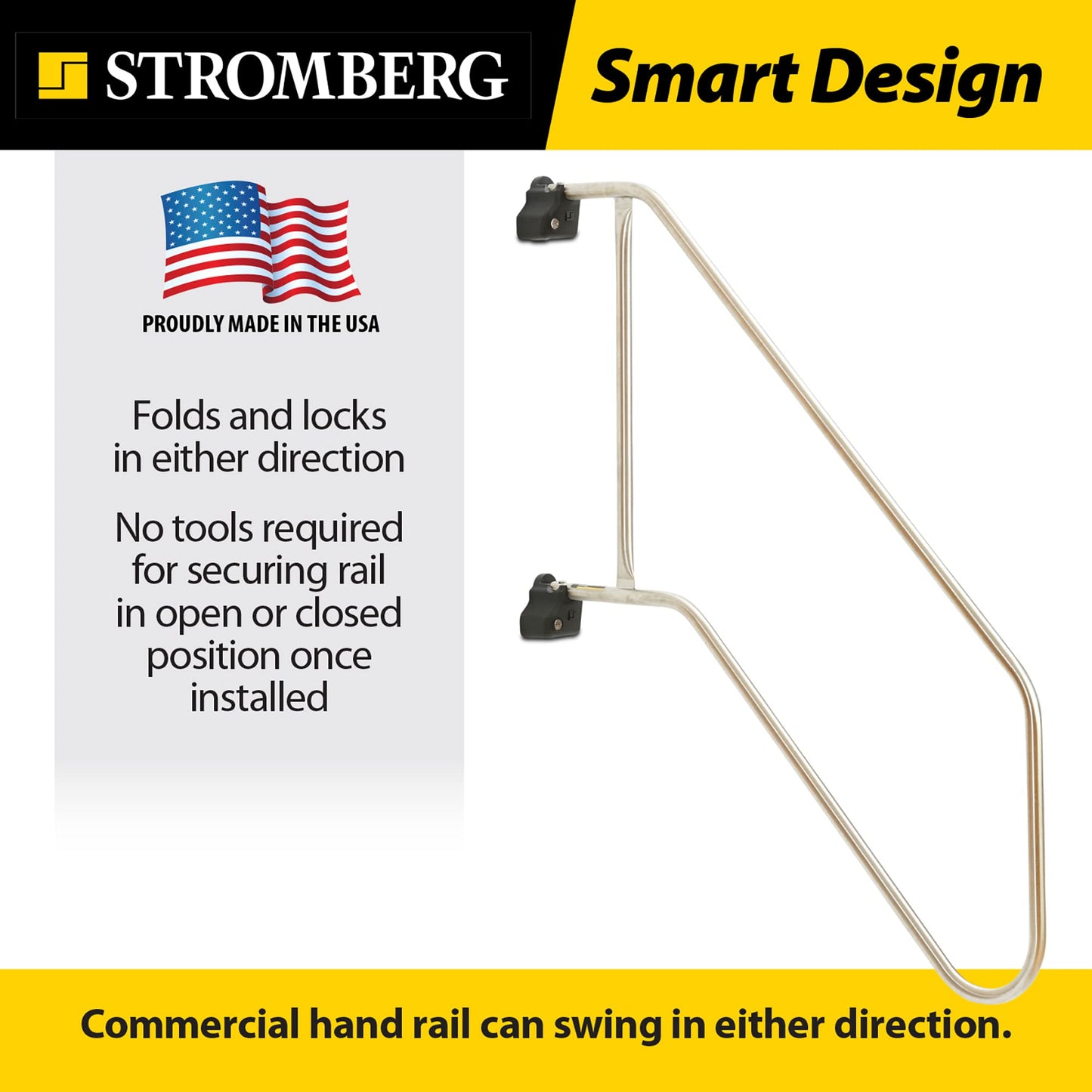 Stromberg Carlson AC-544L Locking Commercial Rail - Mobile Equipment Support - RV Camping Accessories and Travel Trailer Accessories for Step Ladder- 200 lbs Capacity - 36.5" Extension, 45" Height