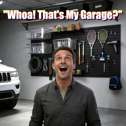 2026 Garage Organization: PVC Slatwall Panels 4x8 ft – Garage Storage Wall System, Heavy Duty Tool Organizer Wall Mount, Waterproof Garage Wall Panels, Easy DIY Install with 3 Hooks (8 Pack of 1x4ft)