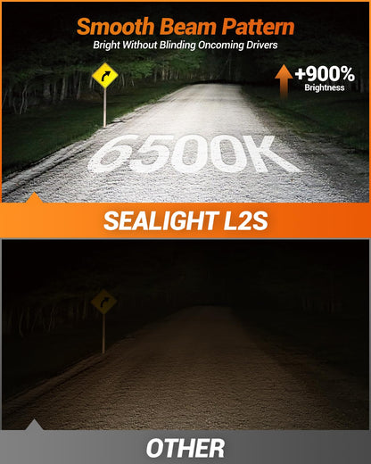 SEALIGHT H11 LED Bulbs, 34000LM, 6500K White, Aluminum, Pack of 2, Fit H11/H9/H8, 1:1 Halogen