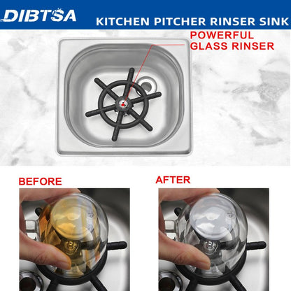Pitcher Rinser , DIBTSA Automatic Glass Cup Washer , 304 Stainless Steel Coffee Milk Tea Cup Cleaner, for Home Kitchen Hotel Bar Restaurant (6.9x6.3x2.6 Inch)
