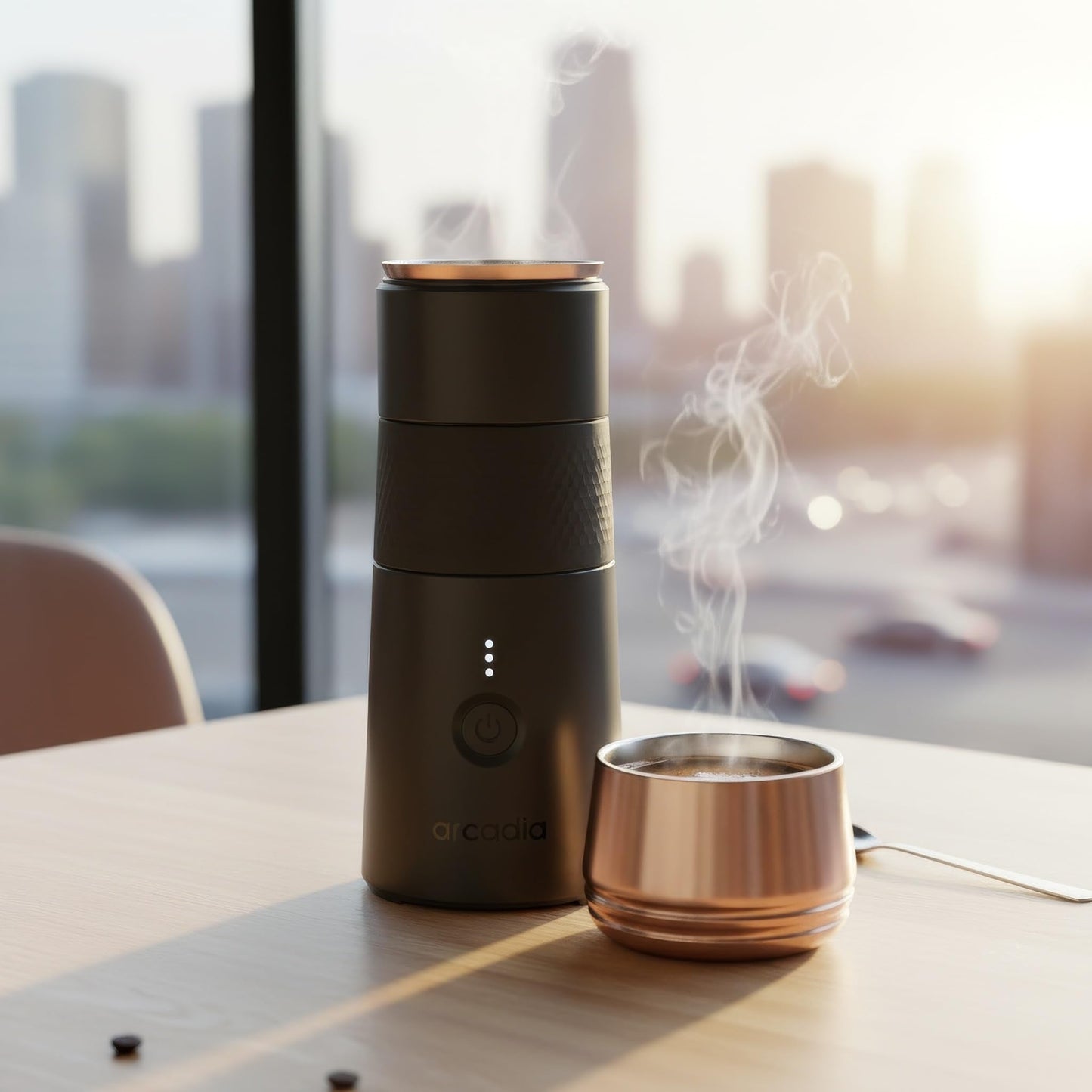 Arcadia Go Rechargeable Portable Turkish Coffee Maker – USB-C Powered, Compact & Cordless, Ideal for Outdoors, Travel, Camping, Office & Home Brewing (Night Black)