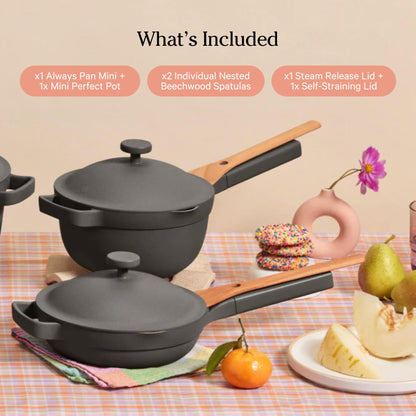 Our Place Mini Cookware Duo | 6-Piece Ceramic Cookware Set with Mini Always Pan & Mini Perfect Pot | Induction & Oven Safe up to 450°F | Nonstick, PFAS-Free Non-Toxic Cookware | Char