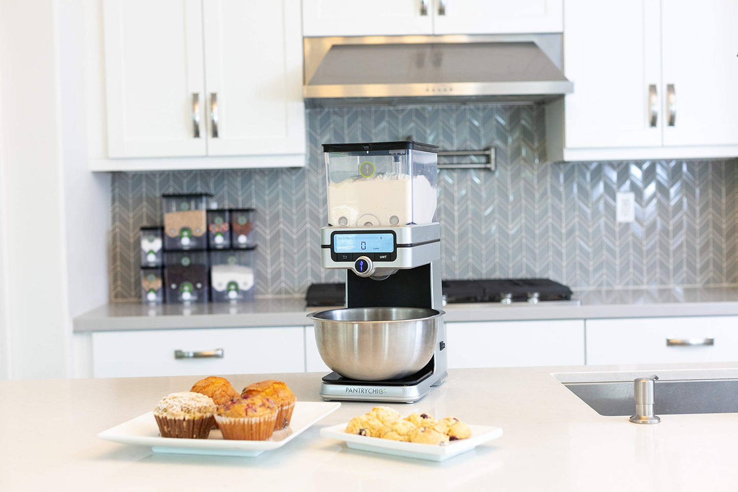 PantryChic Smart Storage System - Starter Kit - Automatically Measures & Dispenses from Storage Containers with Digital Scale Accuracy - Kitchen & Pantry Organization & Storage