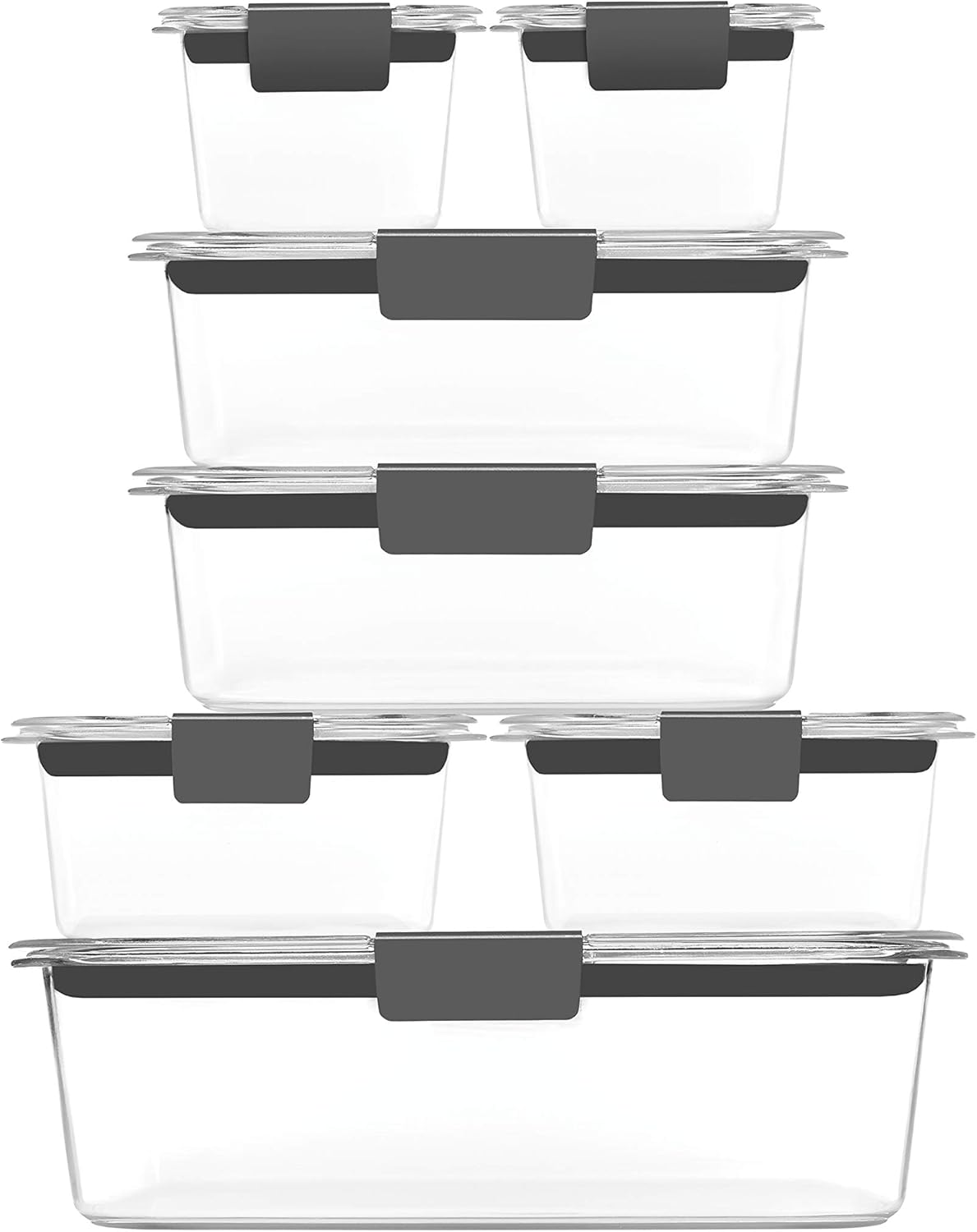 Rubbermaid Brilliance Food Storage Containers - 14 Piece BPA-Free, Leak Proof, Clear Design