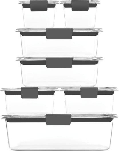 Rubbermaid Brilliance Food Storage Containers - 14 Piece BPA-Free, Leak Proof, Clear Design