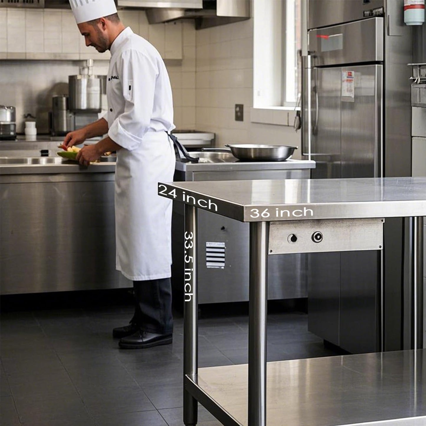 HXCFYP 36 x 24 Inches Stainless Steel Table for Prep & Work with Backsplash and Knife Block for Restaurant, Home and Hotel