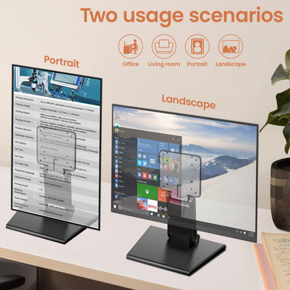 Jakeko Lay Flat Low Profile Monitor Stand - for 14-24" Screens Ergonomic Adjustable Desktop Mount with 100x100mm Compatibility - Steel