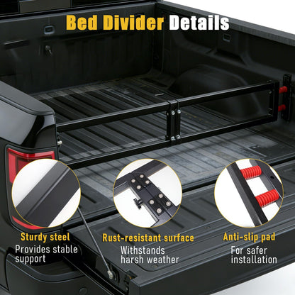 Truck Bed Divider Cargo Organizer Panel Universal Compatible with 2015-2026 Ford F150&2022-2026 Toyota Tundra&2019-2025 Chevy Silverado GMC Sierra 1500 Pickup Truck Beds Adjustable Foldable