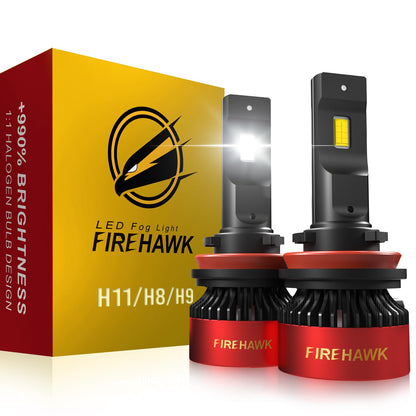 Firehawk H11/H8/H9/H16 Bulbs 70000LM Pure White 6000K Plug & Play IP68 Waterproof Fog Light, Pack of 2