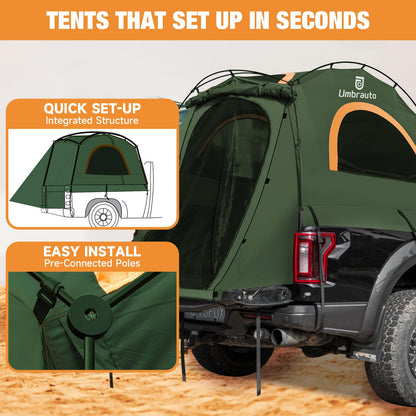 Truck Bed Tent 5.5' ~ 5.8', Upgrade Quick Setup Truck Tent for Camping, 3000mm Waterproof Pickup Truck Tent for 2 Person, Ford, GMC, Toyota, Chevy, Dodge, Nissan