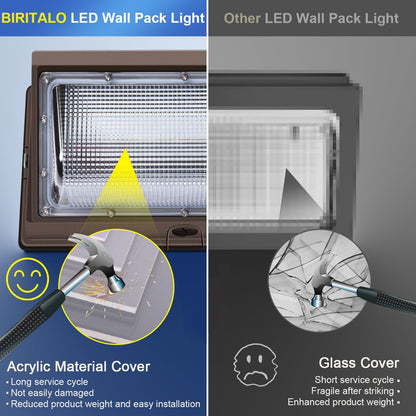 BIRITALO LED Wall Pack Lights Outdoor Dusk to Dawn Photocell 800W Eqv Bright 18000LM LED Exterior Buildings Security Lighting 5000K 120W LED Flood Wall Light 100V-277V IP65 Waterproof for Yard 6 Pack