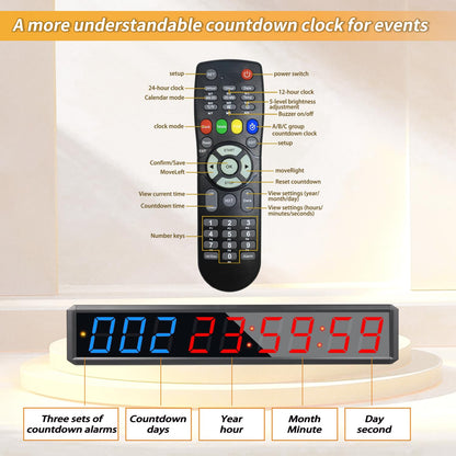 SMAHEAT LED Countdown Clock, 999 Days, 23 Hours, 59 Minutes, 59 Seconds, Event Countdown Clock/Factory Accepts Your Exclusive Customization (2.1 inches 3 Blue+6 red)
