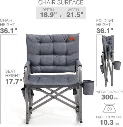Ever Advanced Lightweight Folding Rocking Camping Chair - Padded Portable Rocker for Outdoors | Grey
