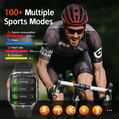 Military GPS Smart Watch for Men with Compass/Altitude/Flashlight，2.01" HD Screen smart watch with Voice Assistant/Bluetooth Calling，Smartwatch for Android&iOS, Activity Tracker Multiple Sport Modes