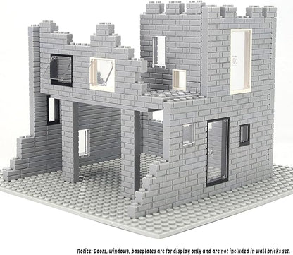 Feleph Masonry Bricks Set 450 Pcs Wall Building Accessories Diverse Creative Construction Bulk Parts and Pieces Classic Blocks Toy Compatible with Major Brands (Gray)