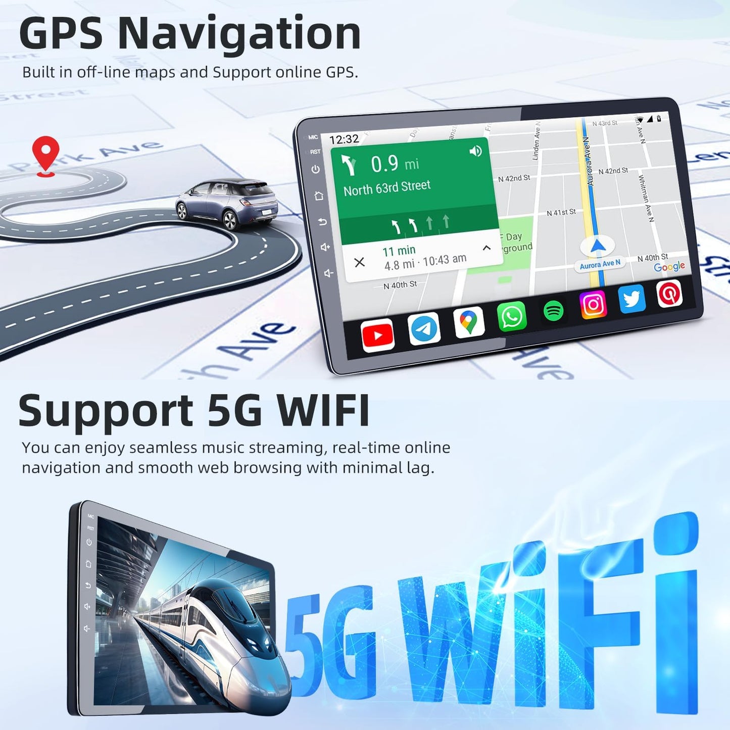 Car Stereo Radio for Jeep Wrangler JK 2007-2017 Grand Cherokee Compass, Android 13 4GB+32GB 10.1 inch Touchscreen with Wireless CarPlay Android Auto, GPS, WiFi, AM/FM, Backup Camera