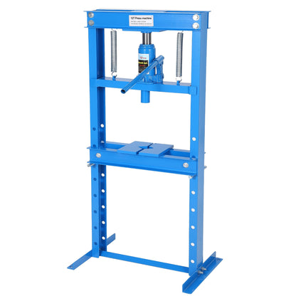 Garvee 12 Ton Hydraulic H-Frame Shop Press with Adjustable Table and Stamping Plates for Auto Repair Garage, Blue