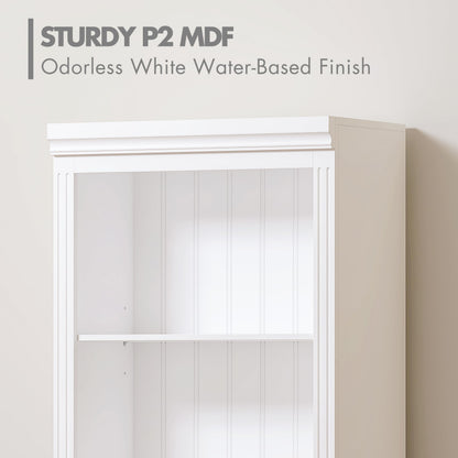 Spirich 5 Tier White Bookshelf, Tall Bookshelf with Storage, Open Wooden Book Shelf, Modern Large Bookcase for Living Room, Home Office, Dinning Room