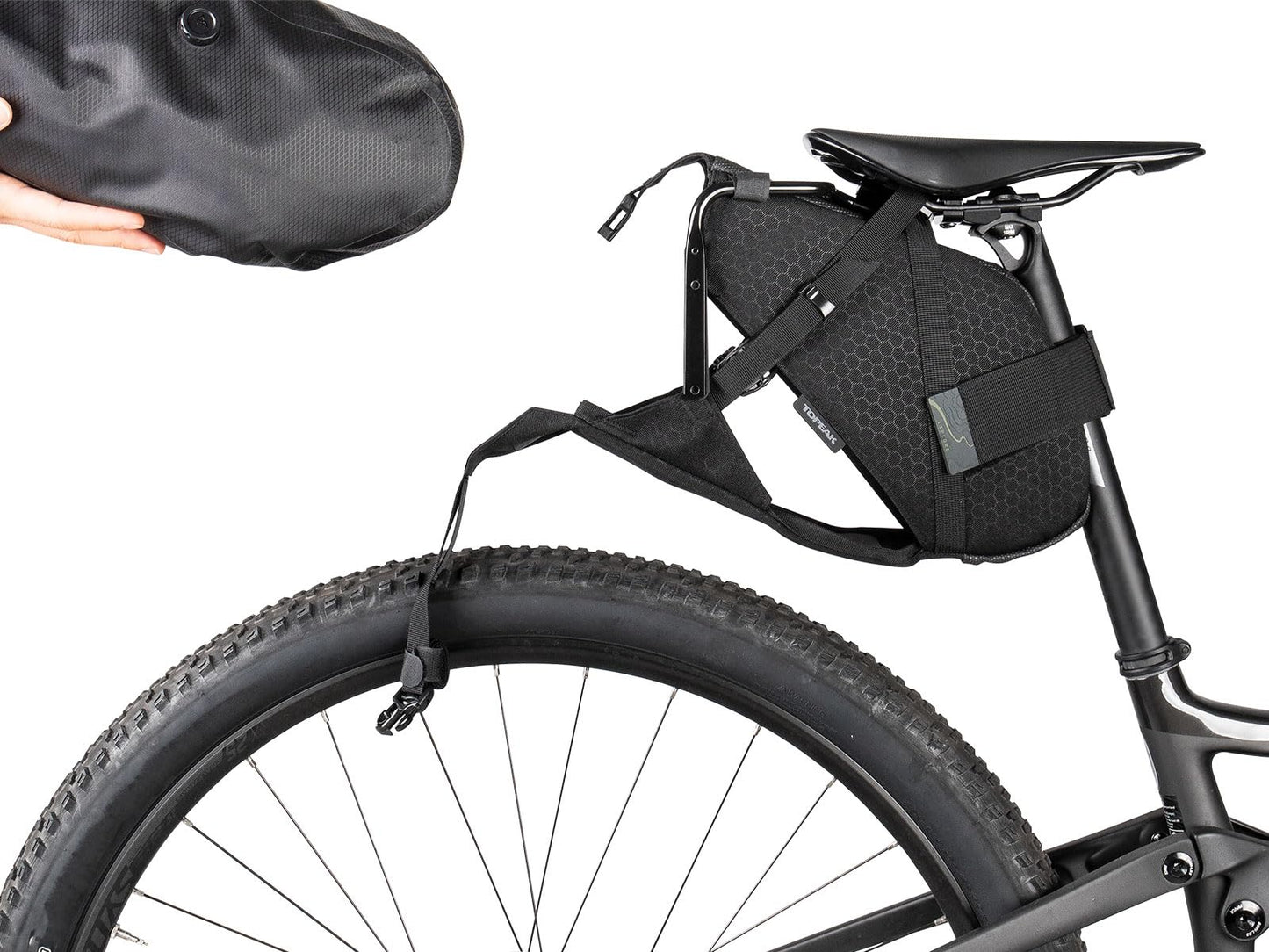Topeak BackLoader X 15L (Black) Bike Bag – Large-Capacity Waterproof Seat Bag for Bikepacking | Air Purge Valve, Secure Mount, 5 kg Load, 20.1” x 9.4” x 8.7”, 525 g