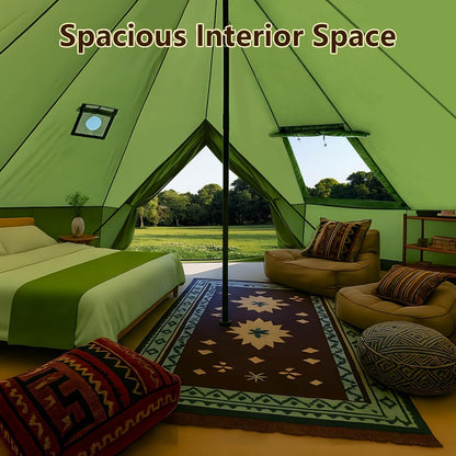 Bell Yurt Tent with Stove Jack, Waterproof Luxury 4 Season Tent 420D Oxford Cloth Green Glamping Tents for Family Outdoor Camping, Hunting, Party, All Year Living (Green Oxford 3M Yurt)