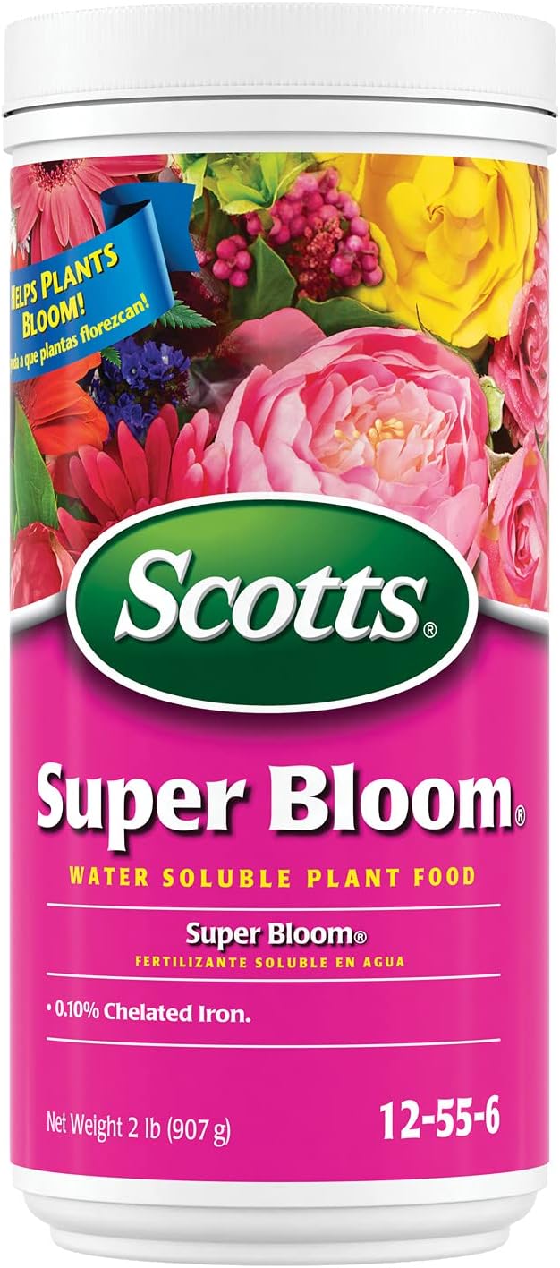 Scotts Super Bloom Plant Food - Water Soluble Fertilizer for Outdoor Flowers & Fruiting Plants | 2 lb, NPK 12-55-6