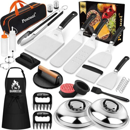Blackstone 31PCS Griddle Accessories Kit - Professional Flat Top Grill Tools with Spatula, Melting Domes & Apron