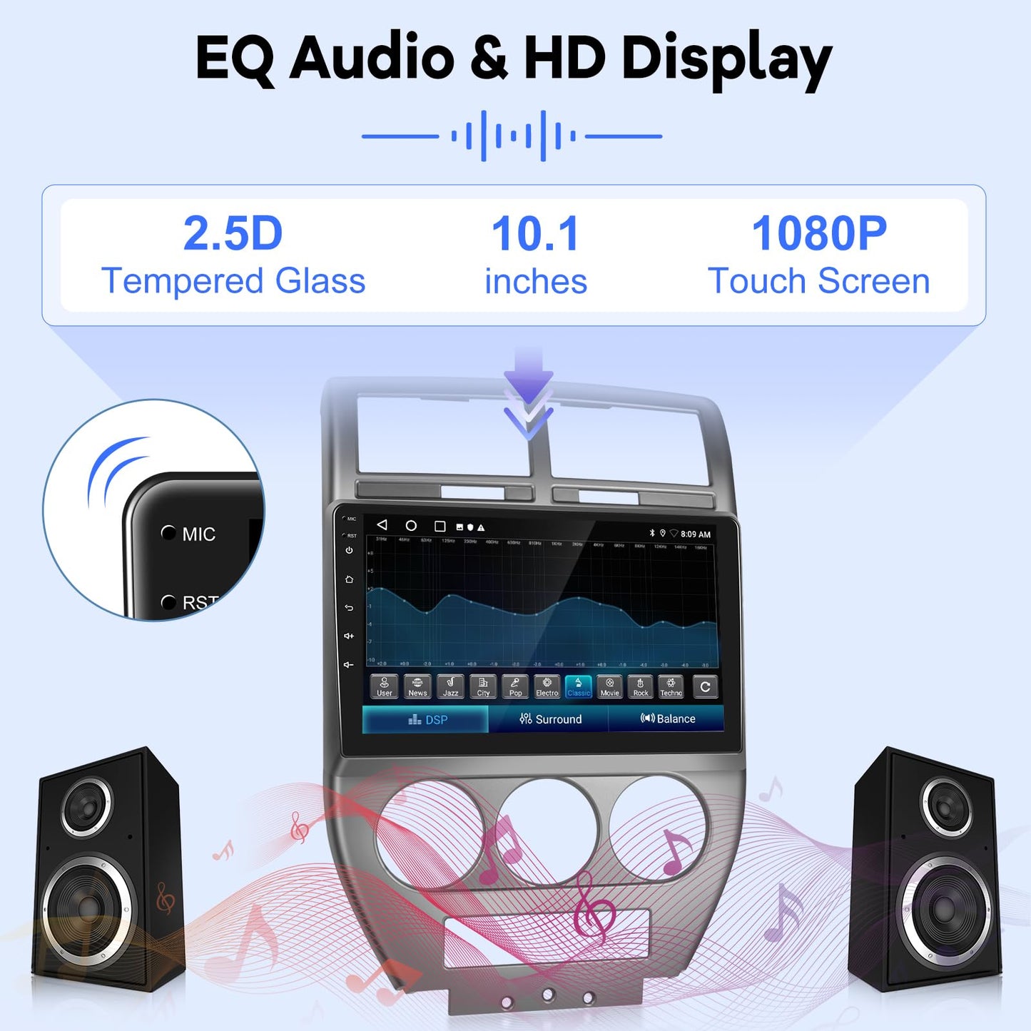 [2G+64G] Car Radio for Jeep Compass Patriot 2007 2008 2009, Android Touch Screen Patriot Stereo, Wireless Carplay/Android Auto/Bluetooth/WiFi