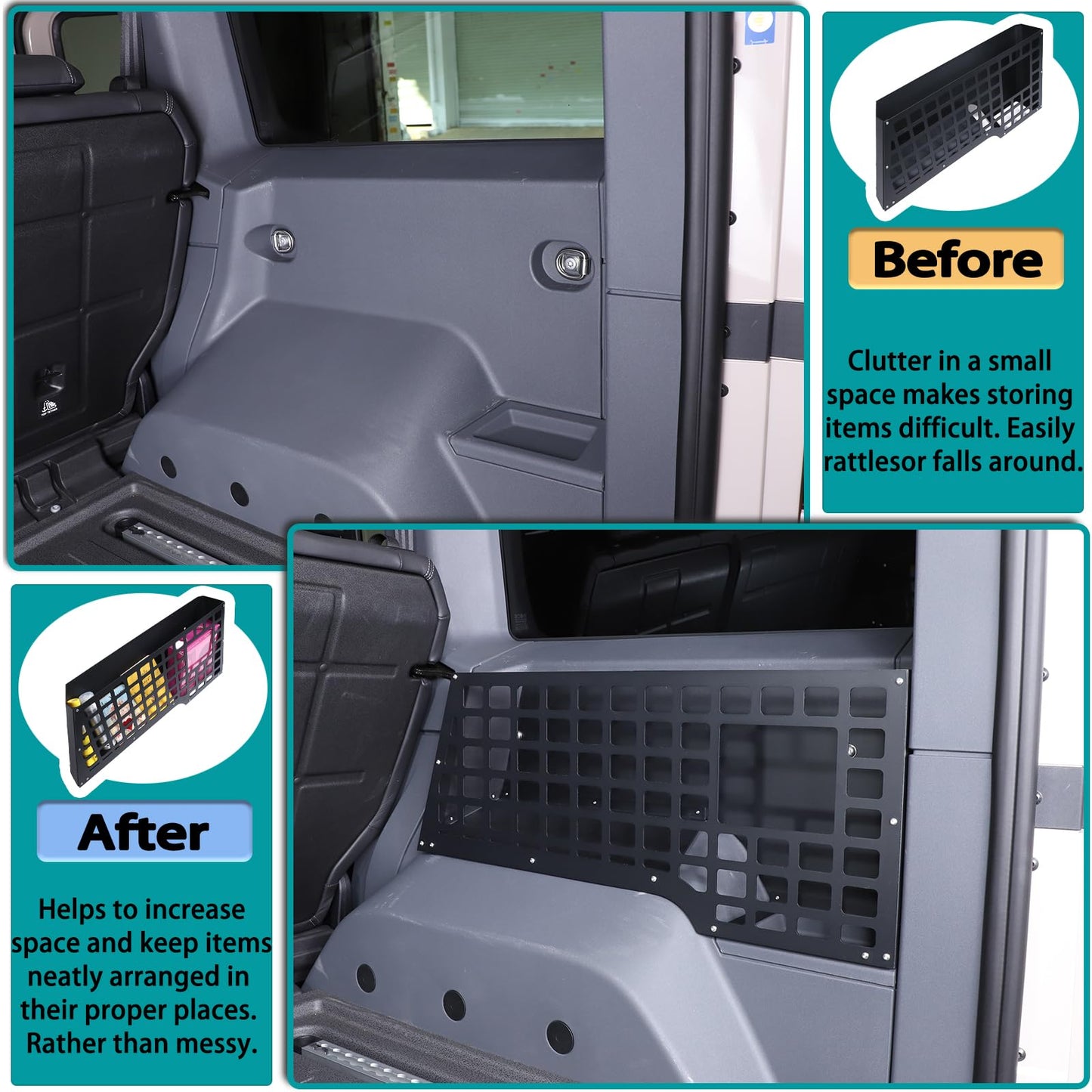 Hudiriy Car Trunk Storage Panel Compatible with Ineos Grenadier 2020-2026 Retrofit of The Storage Bracket on The Side of The Trunk，Trunk Side Fence Storage Tray Bracket Accessories (Right)