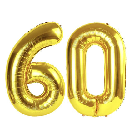 Gold Number 60 Balloon 40 Inch, 60th Birthday Party Decorations for Children, Giant 60 Foil Balloon for Party Supplies