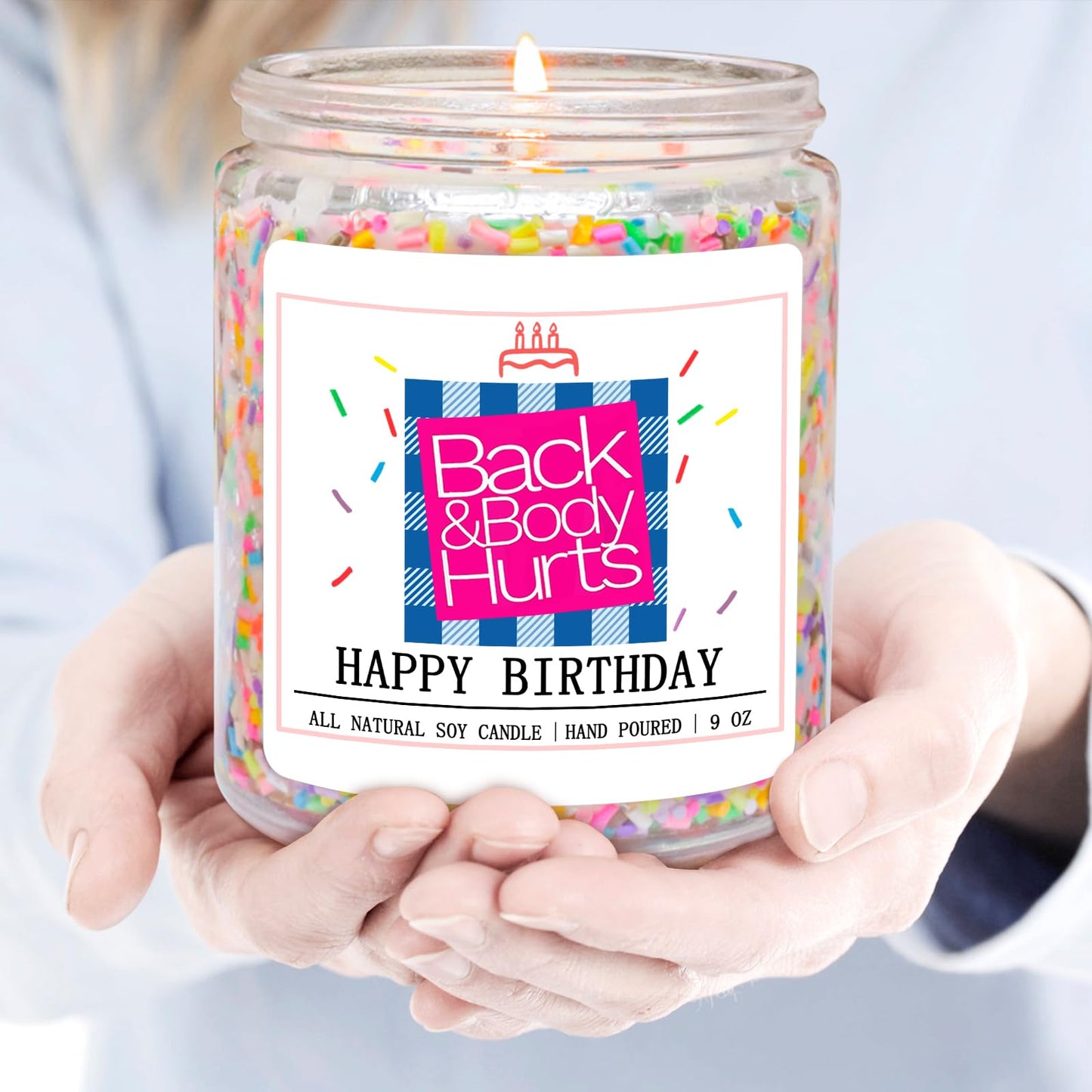 Homsolver Birthday Candles Gift for Her and Him, Birthday Gifts for Women Men, Unique Best Friend Gift Ideas -Back & Body Hurts Happy Birthday Candle