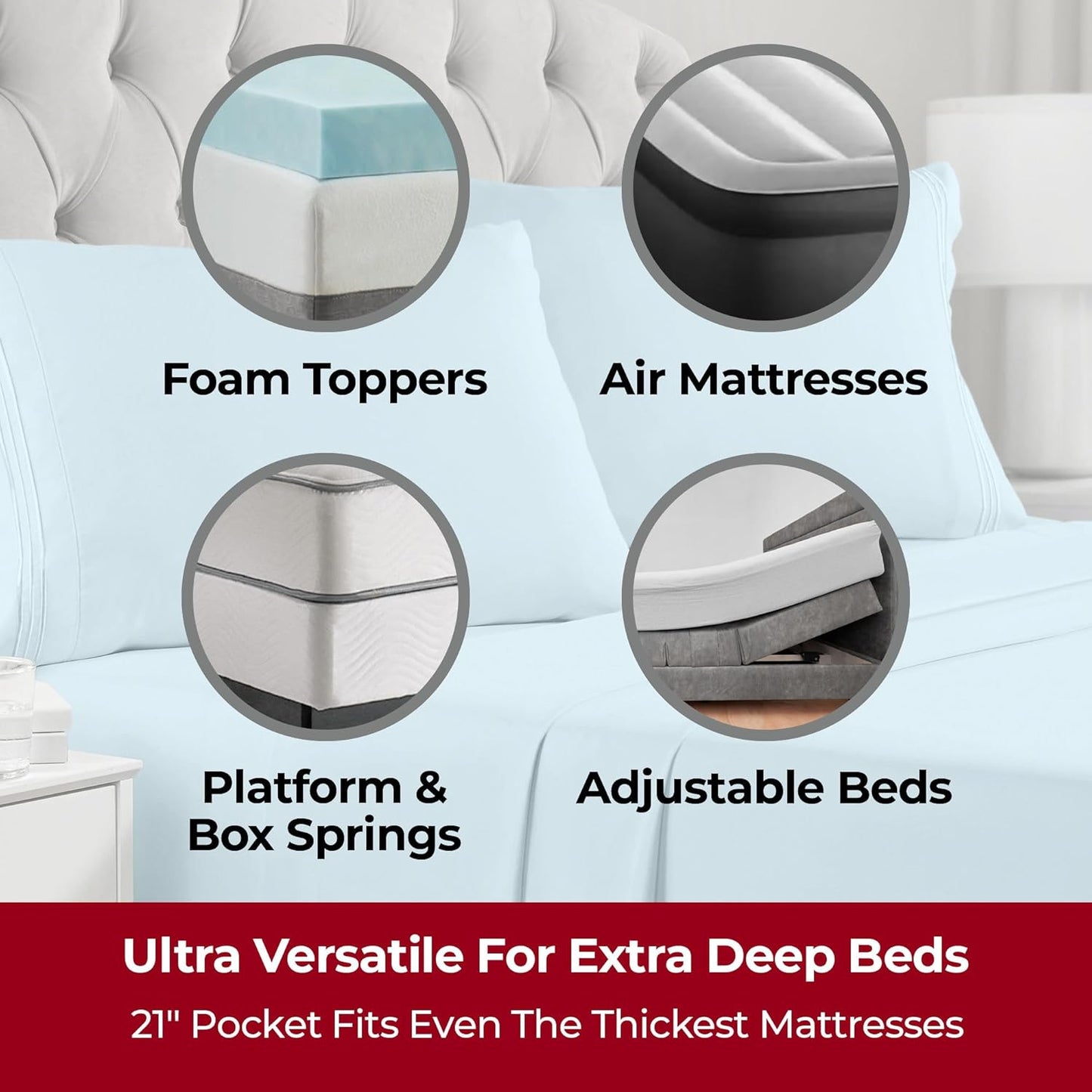 Mellanni Extra Deep Twin Sheets - Hotel Luxury Bedding Set | Ultra Soft, Cooling, Wrinkle-Resistant (Aqua)