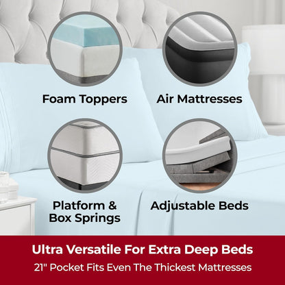 Mellanni Extra Deep Twin Sheets - Hotel Luxury Bedding Set | Ultra Soft, Cooling, Wrinkle-Resistant (Aqua)