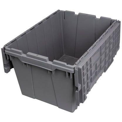 Akro-Mils 39120 Industrial Lidded Plastic Storage Container, Nesting and Stackable Plastic Storage Box with Lid Attached, Organization Tote for Garage and Warehouse, 21.5"x15.25"x12.5", Gray (6-Pack)