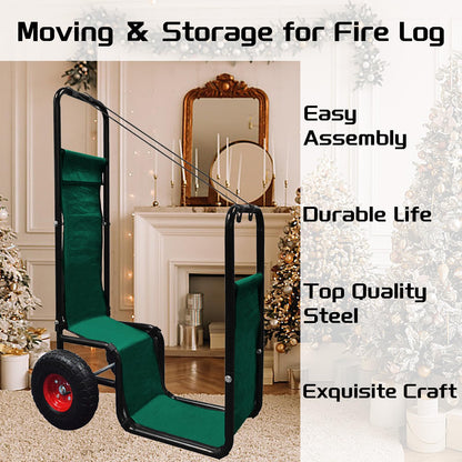 KAIDIDA Firewood Cart with Wheels: 44 X 27 X 20 in Heavy Duty 260 lbs Load Capacity Waterproof Easy Assembly Rack for Indoor Garden Backyard Fireplace Men Women Use with Rubber Wheels