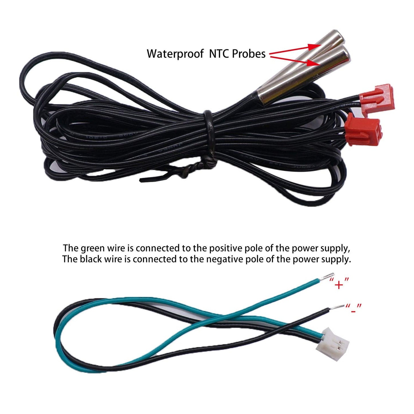 weideer Digital Thermometer Dual LED Display Fahrenheit to Centigrade Adjustable DC 4-28V -67~+248℉/-55～+120℃ High Accuracy Temperature Gauge Sensor with 2 Waterproof NTC Probes K-017