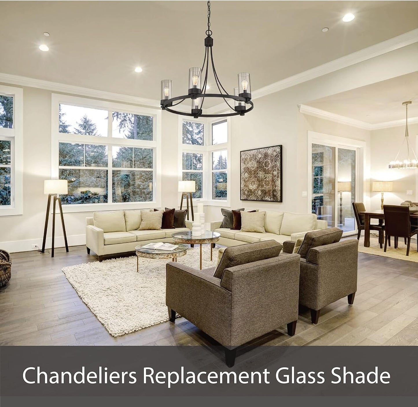 Aspen Creative 23655-60-4,Clear Wine Cup Glass Shade For Lighting Fixture.Size:4-3/4"D x 6-1/8"H,Center Hole:43mm. Set of 4.