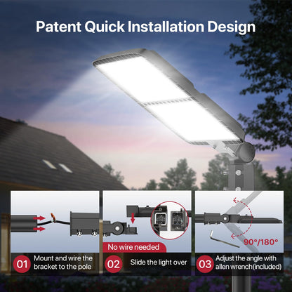 LED Parking Lot Light 300W 2Pack, Commercial Outdoor Area Lighting with Dusk to Dawn Photocell, Super Bright LED Shoebox Light 5000K 36000LM Slipfitter Mount for Parking Lot|Warehouse|Roadways 2 Pack