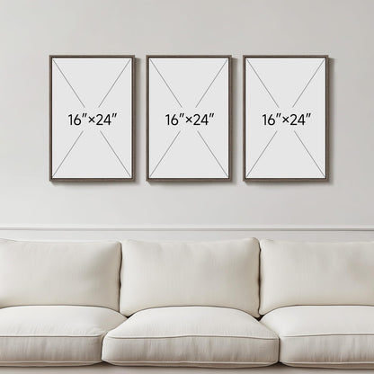 Framed Boho Sage Green Wall Art for Living Room, Large Mid Century Modern Tropical Leaf Canvas Artwork for Walls, 3 Piece Beige Orange Bohemian Wall Art Prints for Bedroom Kitchen Hallway, 16x24 Inch
