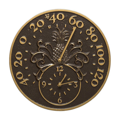 Whitehall Products 01793 Pineapple Thermometer Clock Combo